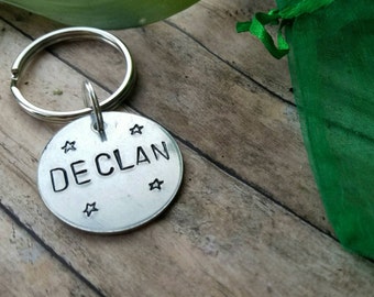 luggage tag, Backpack charm, zipper pull charm, personalized, hand stamped, name charm, personal ID charm, gift for traveller, bookbag charm