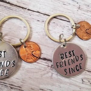 Best friends since keychain, gift for best friend, personalized friendship gift, friend anniversary gift, birthday gift for friend,