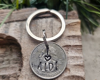Aldi Viertel Halter Schlüsselanhänger, Geschenk für den besten Freund, gestempelter Viertel Schlüsselanhänger, meistverkaufter Artikel