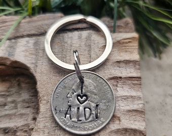 Aldi quarter holder keychain, Gift for Best Friend, Stamped Quarter Keychain, Best Selling Item