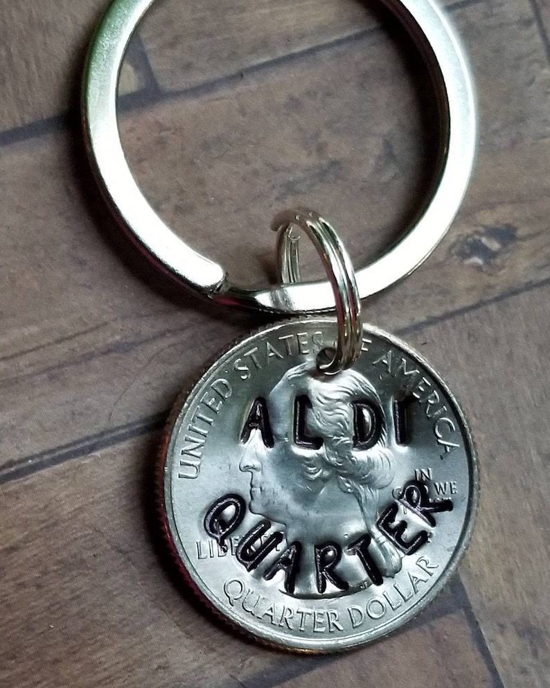 Aldi quarter shopping cart quarter coin keychain hand Etsy