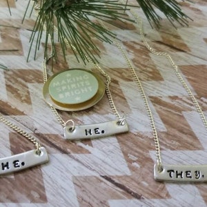 Pronouns necklace, LGBTQ, transgender, They Them Their, lgbt necklace, transgender jewelry, LGBT jewelry, activism jewelry, lgbtq gift