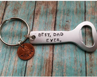 dad keychain dad gift for him gift for father custom bottle opener stamped bottle opener  key chain  personalized gift for dad