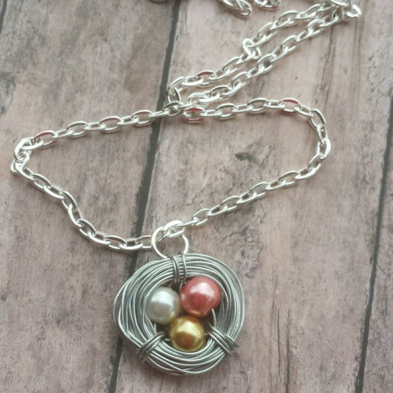 bird nest pendant mother gift branch charm earrings pastel jewelry set Bird nest necklace mom gift birds nest jewelry branch earrings