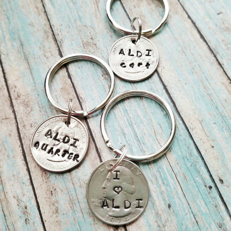 Aldi quarter shopping cart quarter coin keychain hand Etsy