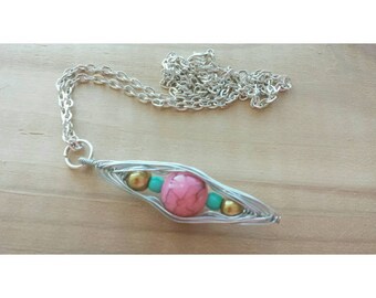 boho necklace,  wire wrapped necklace, beaded pendant,  gift for her,  pink necklace, colorful necklace,, Best Selling Item