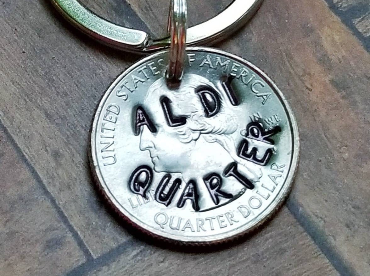 Aldi quarter shopping cart quarter coin keychain hand Etsy