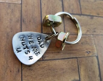 Personalized Dad Keychain: 'Nuts 4 U' Hand Stamped Gift