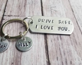 Drive safe, I love you keychain,  keychain, gift from kids, truck driver gift, come home safe gift, personalized gift for dad