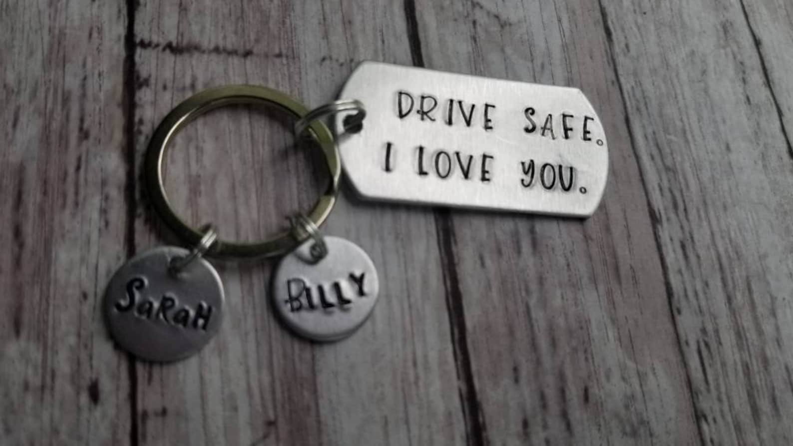 Drive Safe I Love You Keychain Keychain Gift From Kids Etsy