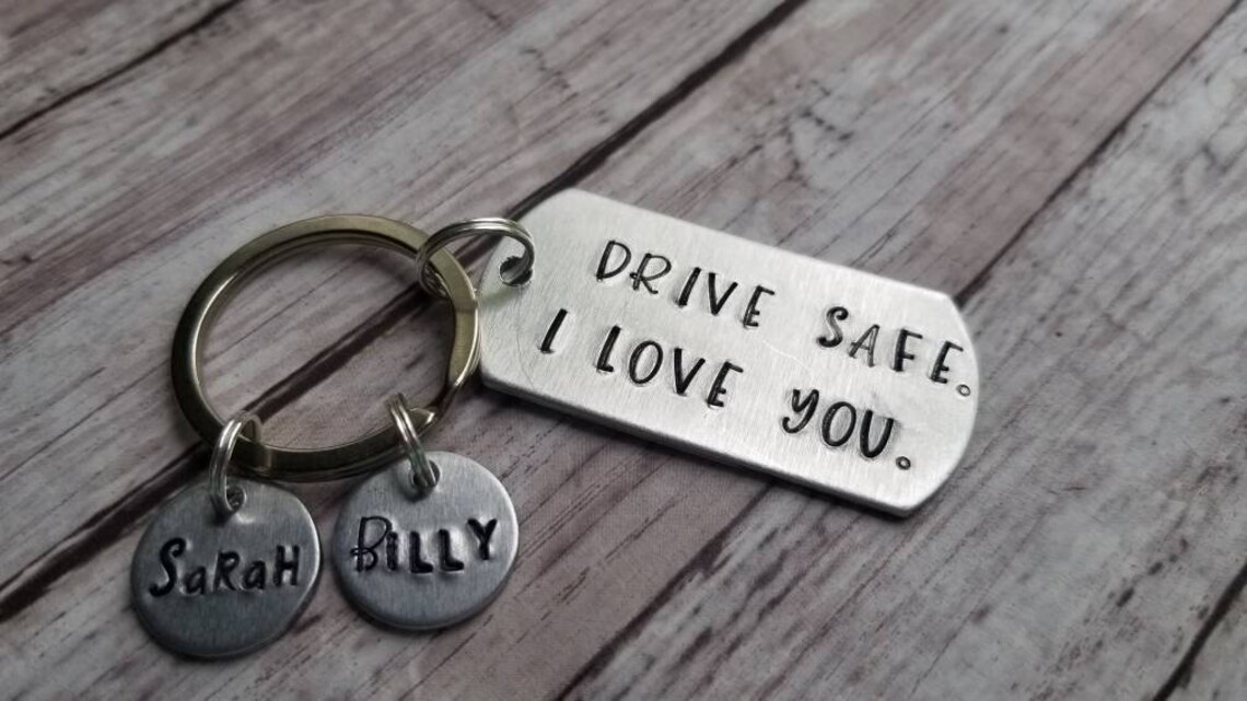 Drive Safe I Love You Keychain Keychain Gift From Kids Etsy