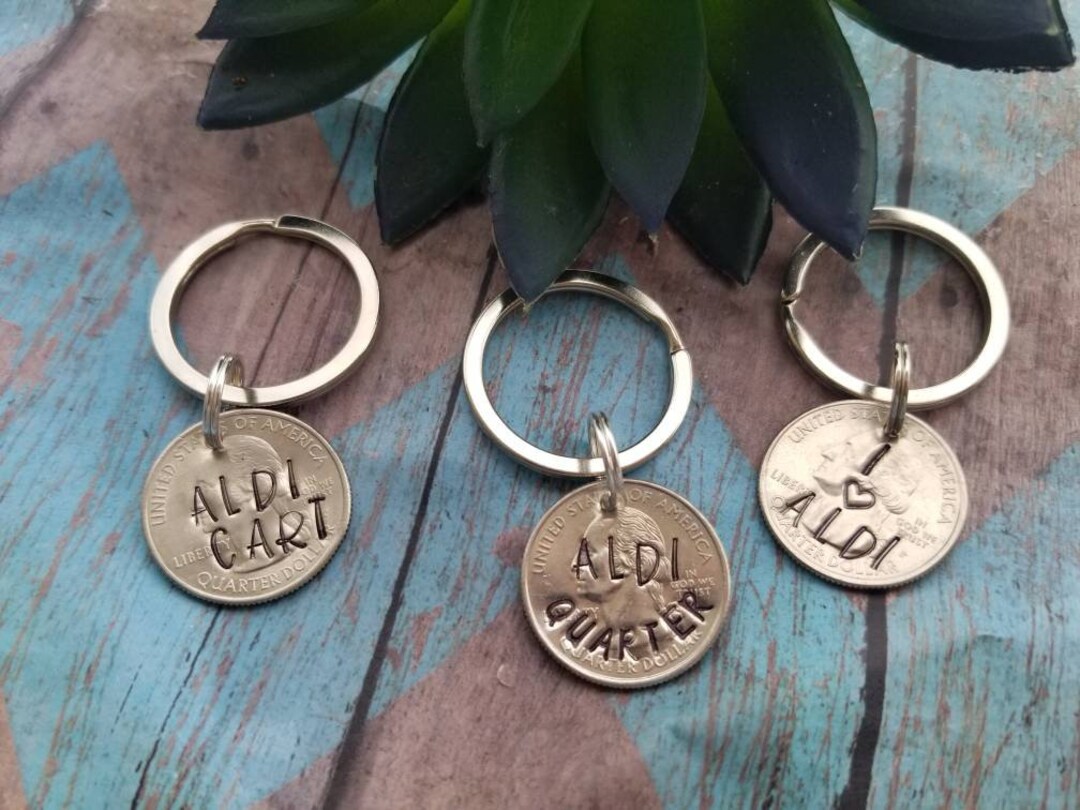 Aldi Quarter, Shopping Cart Quarter, Coin Keychain, Hand Stamped Key