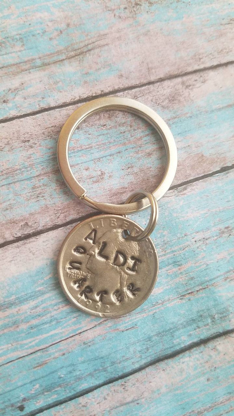 Aldi quarter shopping cart quarter coin keychain hand Etsy