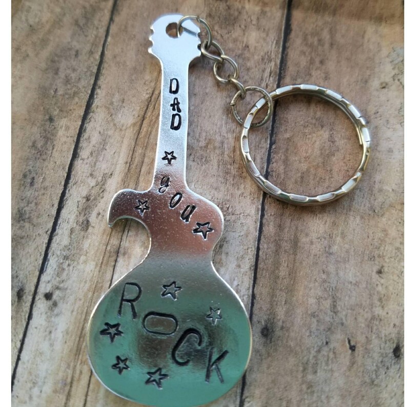 Guitar Keychain Bottle Opener Dad Gift Dad Keychain Gift Etsy