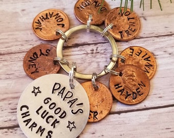Papa Schlüsselbund, Opa Schlüsselbund, glückliches Schlüsselbund, Geschenk für Papa, personalisierter Namen Schlüsselanhänger, Geschenk für Männer Papa Geschenk,