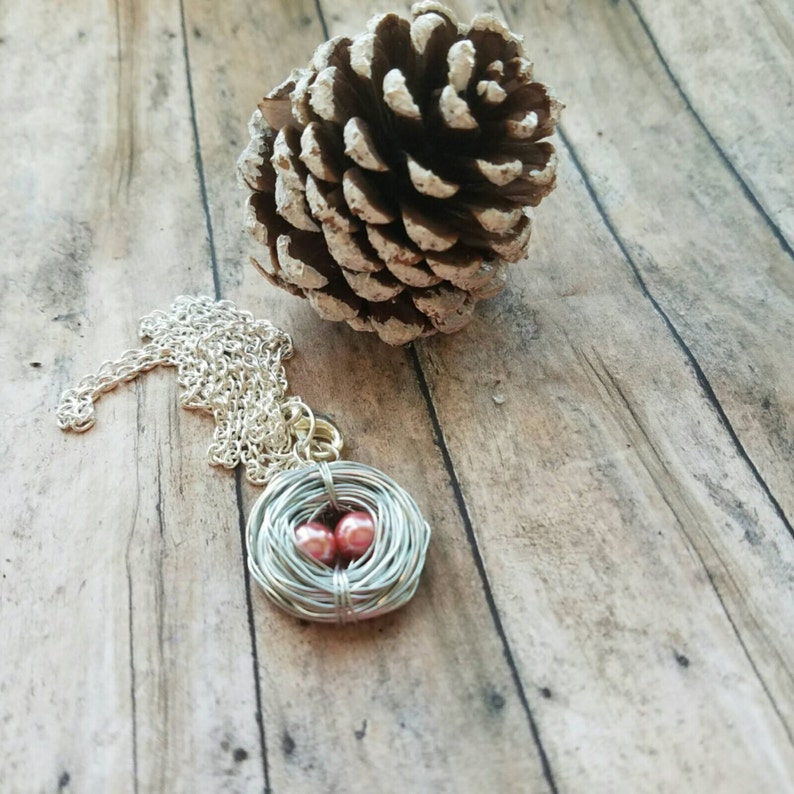 Two Egg Nest Twin Mom Gift Birds Nest Necklace Gift for Etsy