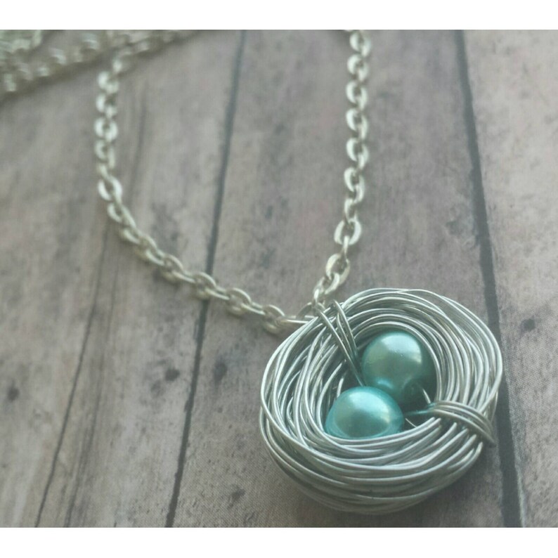 Two Egg Nest Twin Mom Gift Birds Nest Necklace Gift for Etsy