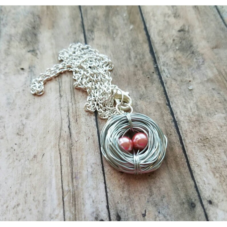 Two Egg Nest Twin Mom Gift Birds Nest Necklace Gift for Etsy