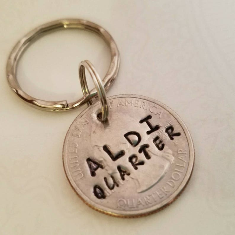 Aldi quarter shopping cart quarter coin keychain hand Etsy