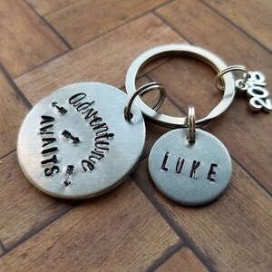 Adventure Awaits Keychain, Personalized Graduation, Inspirational Keychain, Compass Keychain, Travel Keychain,  Graduation