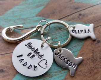 Hooked on Daddy Keychain: Personalized Fishing Buddy Gift