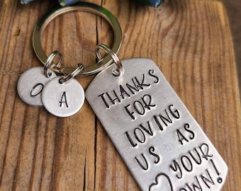Hand Stamped Aluminum Keychain: Step Parent Gift