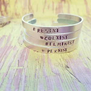 Personalized Stacking Cuff Bracelet: Hand Stamped Aluminum Mantra Bangle