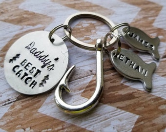 Daddy Keychain, dads best catch dads fishing buddy keychain gift for dad, gift for daddy, personalized dad gift,  dad.