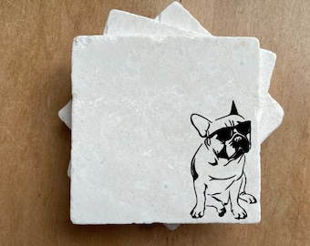 French Bulldog Marble Coasters | Frenchie mom, Frenchie dad, Frenchie coasters, frenchie gift, frenchie decor, bulldog gift, bulldog decor