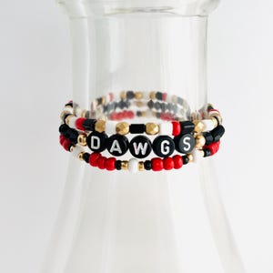 Red And Black Game Day Bracelet Stack, Sports Team Bracelets, Football Mom Gift, School, Seed Bead Bracelets,  Gift For College Student