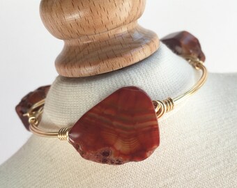 Agate Wire Wrapped Bangle, Wire Wrapped Bangle, Wire Bangle, Wire Wrapped Bracelet, Wire Wrap Bracelet, Gemstone Bangle