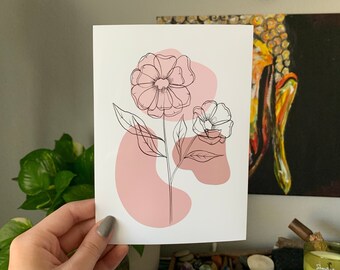 Line Art Flower Print / Glossy Art Print / 5x7
