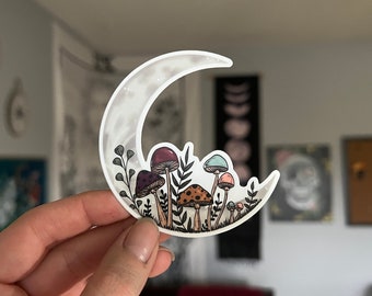 Moon & Mushroom Vinyl Sticker