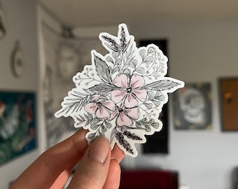 Sketched Floral Vinyl Sticker