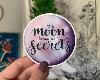 Vinyl Moon Sticker 'The Moon Knows All My Secrets'