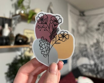 Abstract Line Art Floral Vinyl Sticker