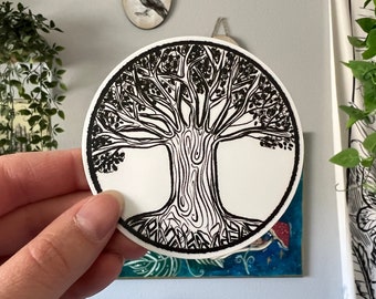 Vinyl Black & White Tree of Life Sticker