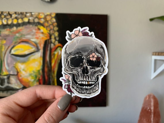 Vinyl Floral Skull Sticker