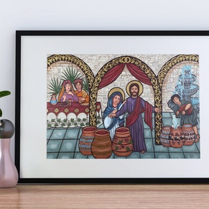 Wedding at Cana Art Print, Jesus turns Water into Wine, Wedding gift, Sacrament of marriage, Catholic Art