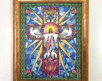 Divine Mercy Art Print, Jesus I Trust in You, Christian Wall Art, Catholic Decor, Baptism Gift, First Communion, Confirmation, St. Faustina