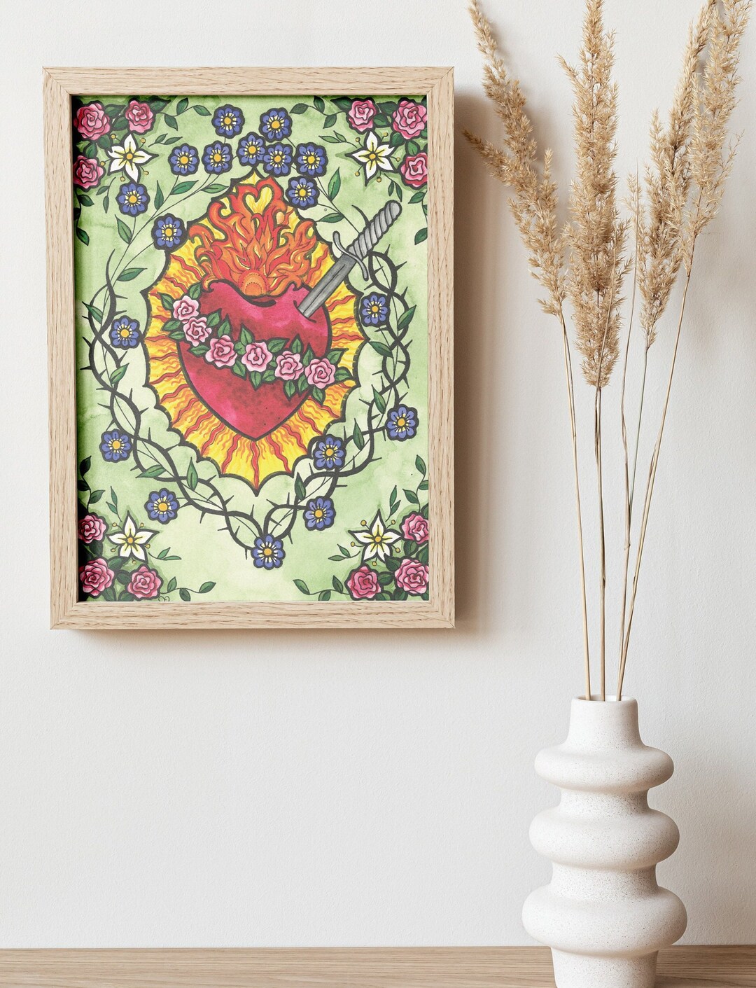 Immaculate Heart Our Lady Blessed Virgin Mary Original Art Print ...