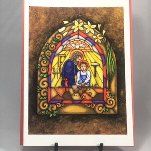 Saint Joseph the worker, Christian greeting card, Father's Day card, Catholic saint cards, Catholic art, blank greeting cards handmade set image 4