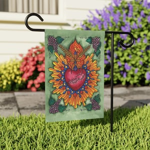 Garden & House Banner- The Heart of Jesus, Catholic Garden, Jesus Christ, Modern Catholic Art, Sacred Heart