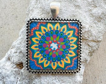 Fruits of Holy Spirit Pendant, Mandala Art, First Communion gift, Confirmation gift, Religious jewelry, Dove Charm, Resin Jewelry