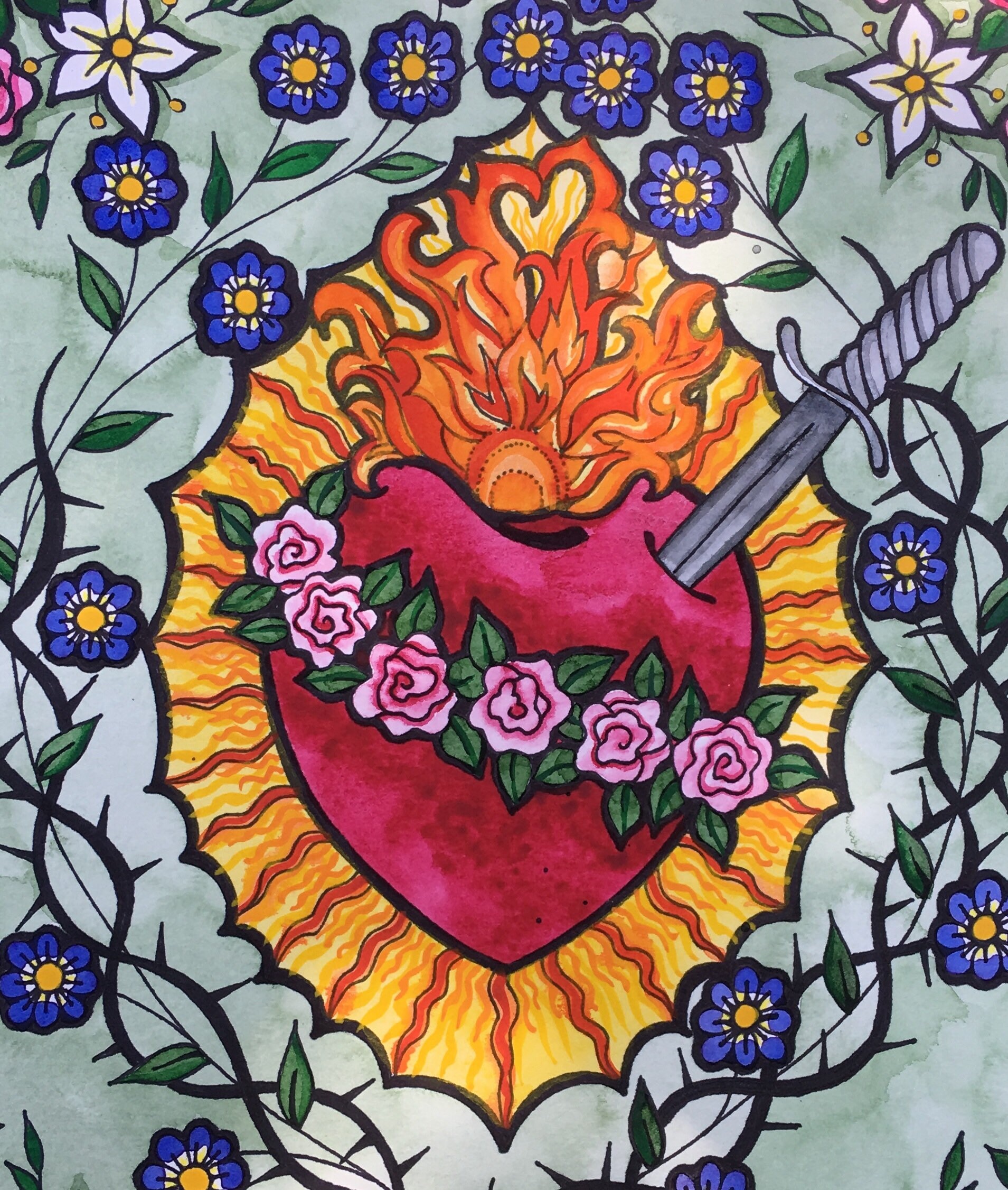 Immaculate Heart Our Lady Blessed Virgin Mary Original Art Print ...