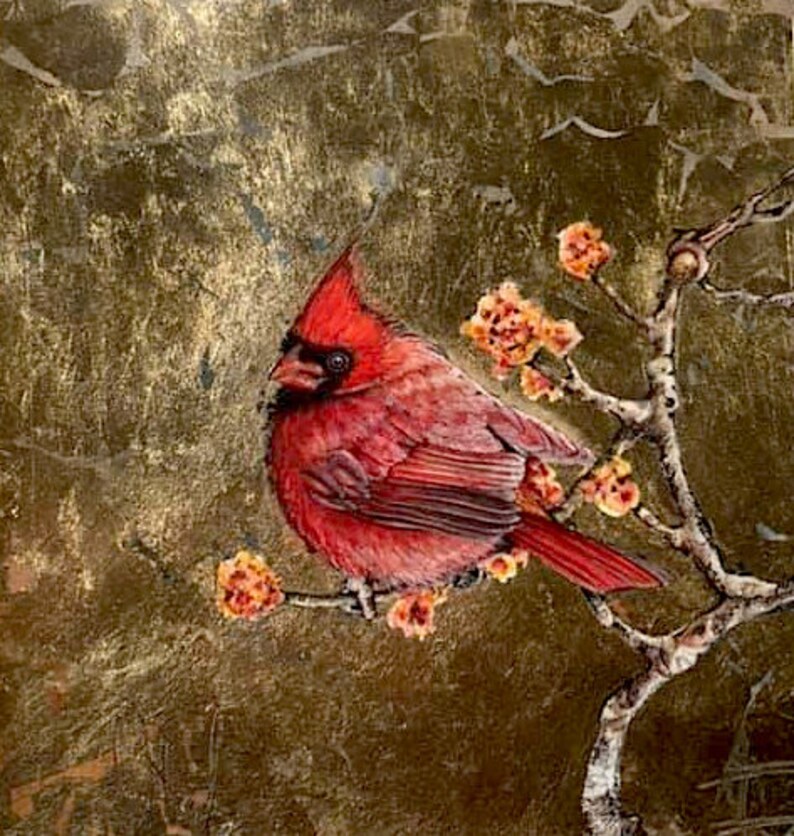 Commission a Watercolor & Gold Leaf Bird Painting Etsy