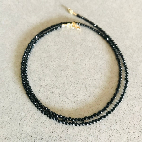 Black Spinel Necklace- 14K GF Clasp