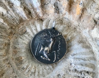 Sacred Deer-Ancient Bee Coin- Bee of Artemis-Artemis Coin Pendant-Bee and Deer Coin