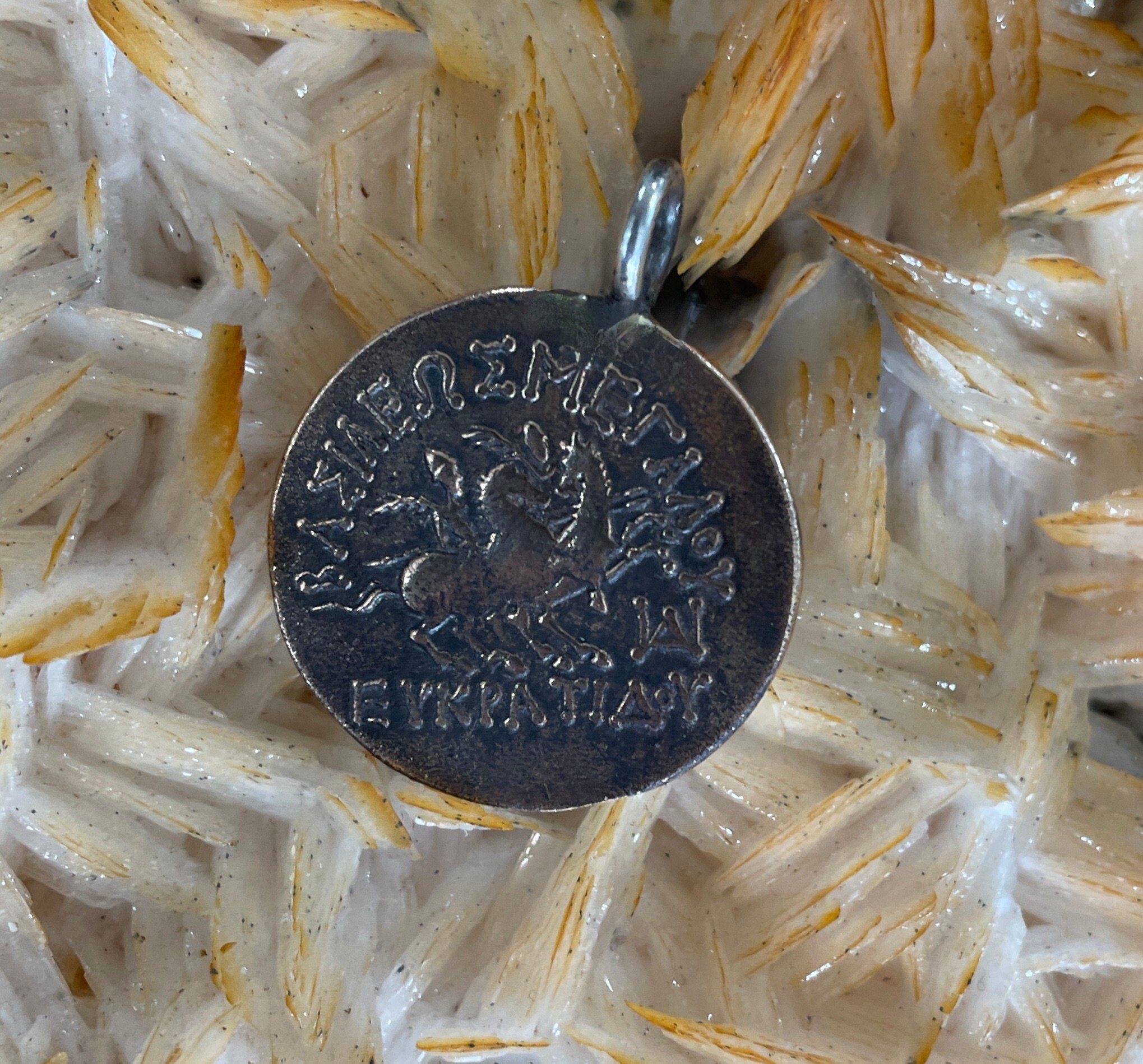 Dioscuri and Eucratides Coin Pendant- Dioscuri Riding Horses