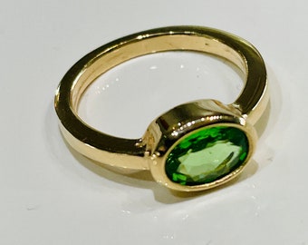 Natural Tsavorite Ring in Solid 14K Gold- Green Garnet